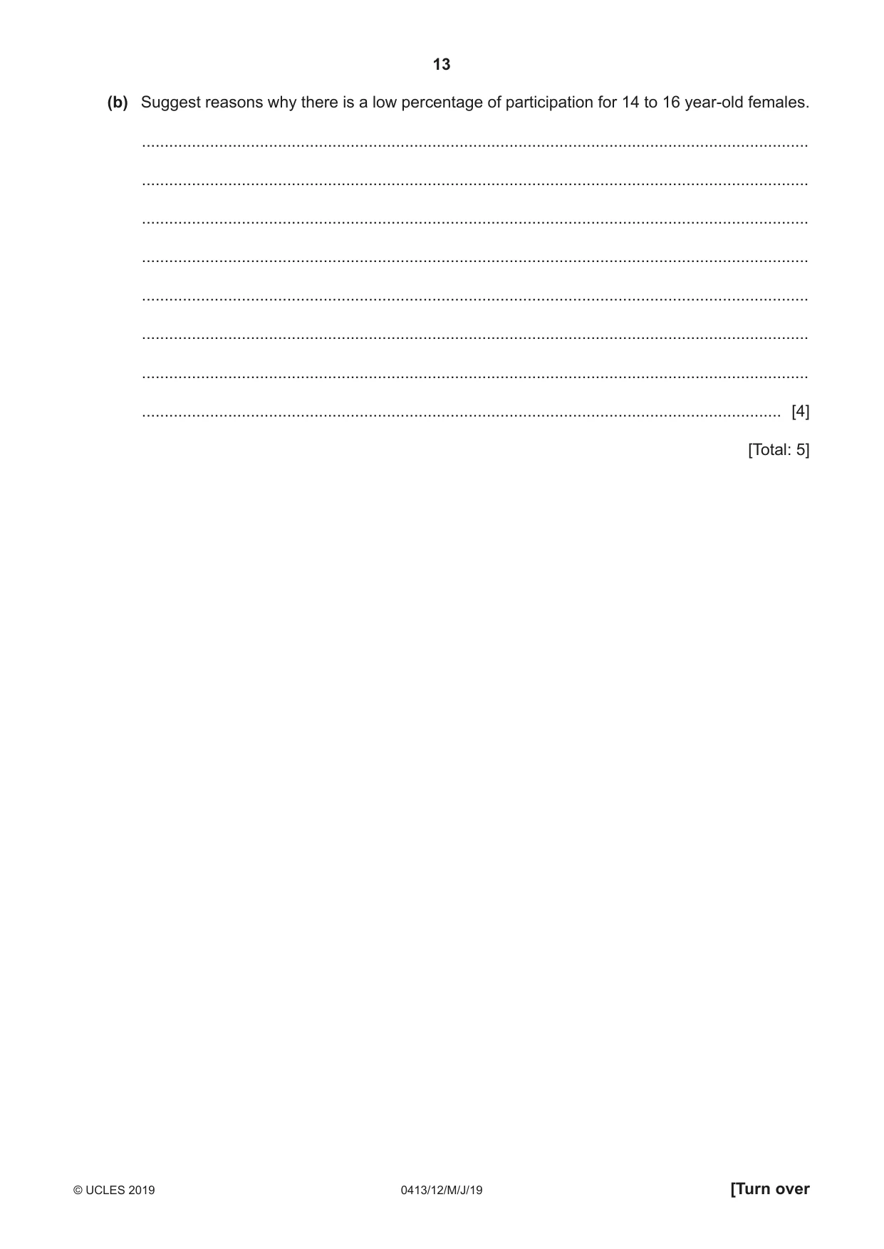 Cambridge IGCSE Physical Education 0413 2019 May/June Paper 1 · Variant 2 question paper, page 13 of 20
