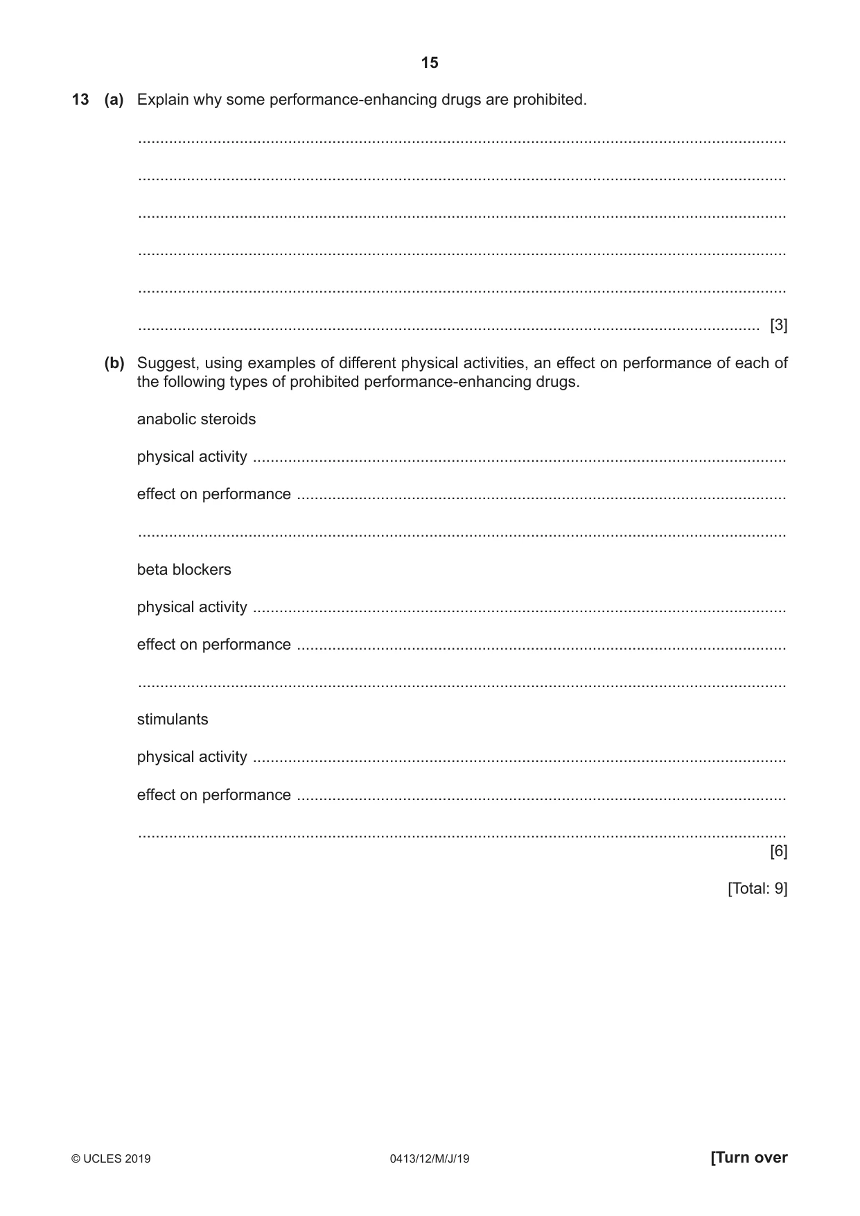 Cambridge IGCSE Physical Education 0413 2019 May/June Paper 1 · Variant 2 question paper, page 15 of 20