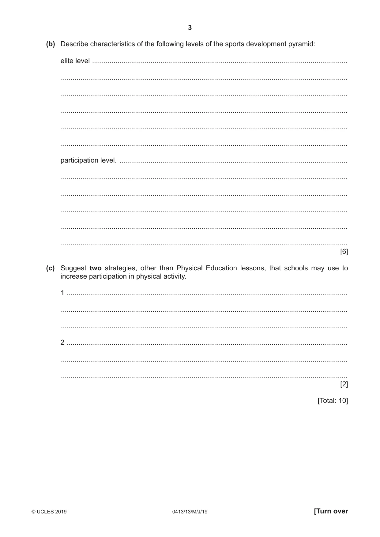 Cambridge IGCSE Physical Education 0413 2019 May/June Paper 1 · Variant 3 question paper, page 3 of 20