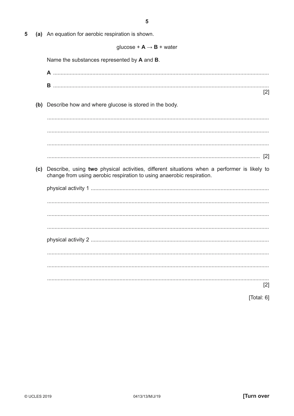 Cambridge IGCSE Physical Education 0413 2019 May/June Paper 1 · Variant 3 question paper, page 5 of 20