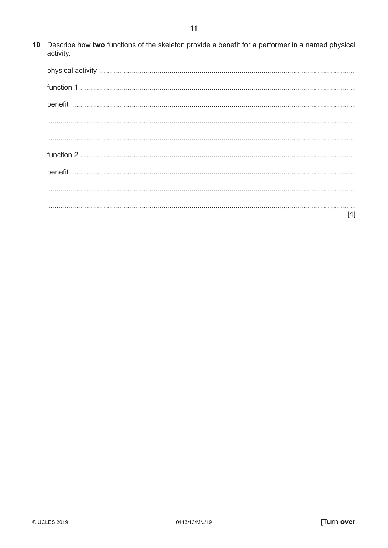 Cambridge IGCSE Physical Education 0413 2019 May/June Paper 1 · Variant 3 question paper, page 11 of 20