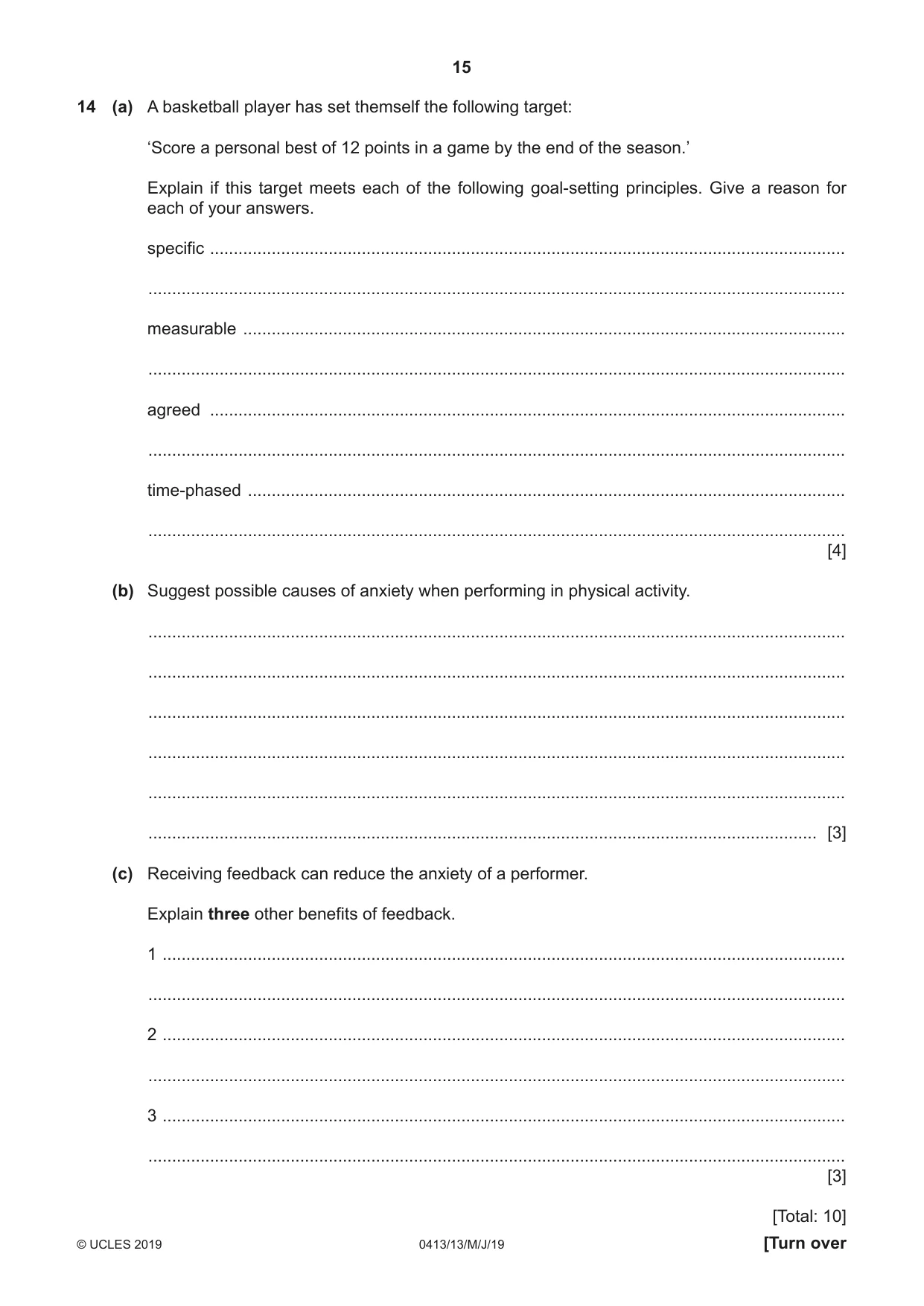 Cambridge IGCSE Physical Education 0413 2019 May/June Paper 1 · Variant 3 question paper, page 15 of 20