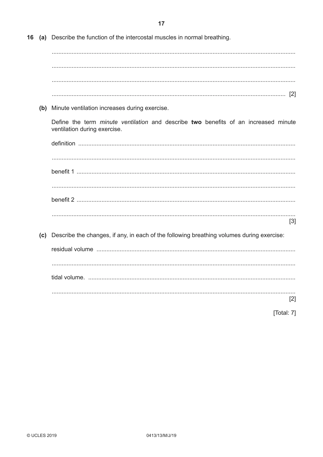 Cambridge IGCSE Physical Education 0413 2019 May/June Paper 1 · Variant 3 question paper, page 17 of 20