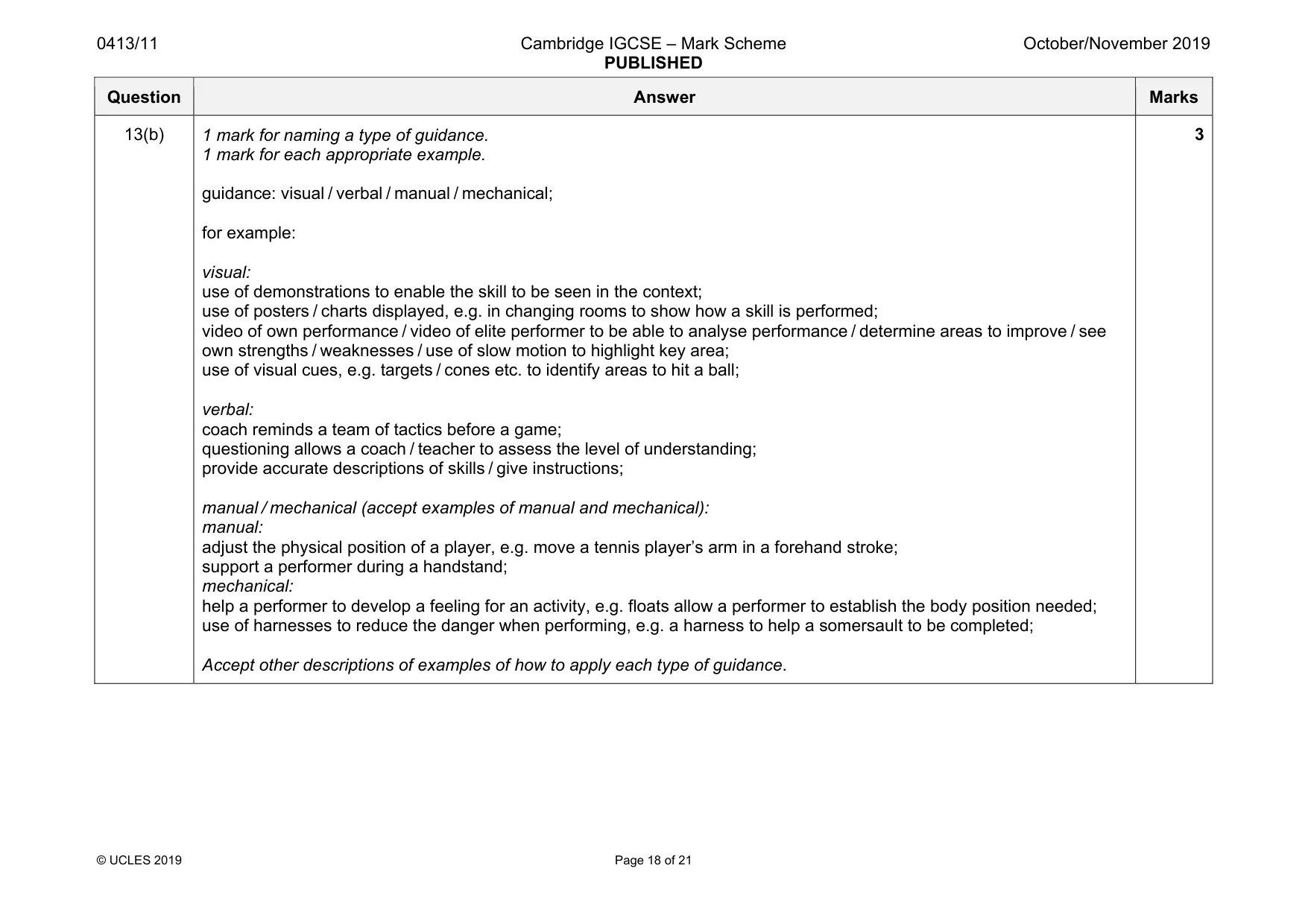 Mark scheme, page 18 of 21