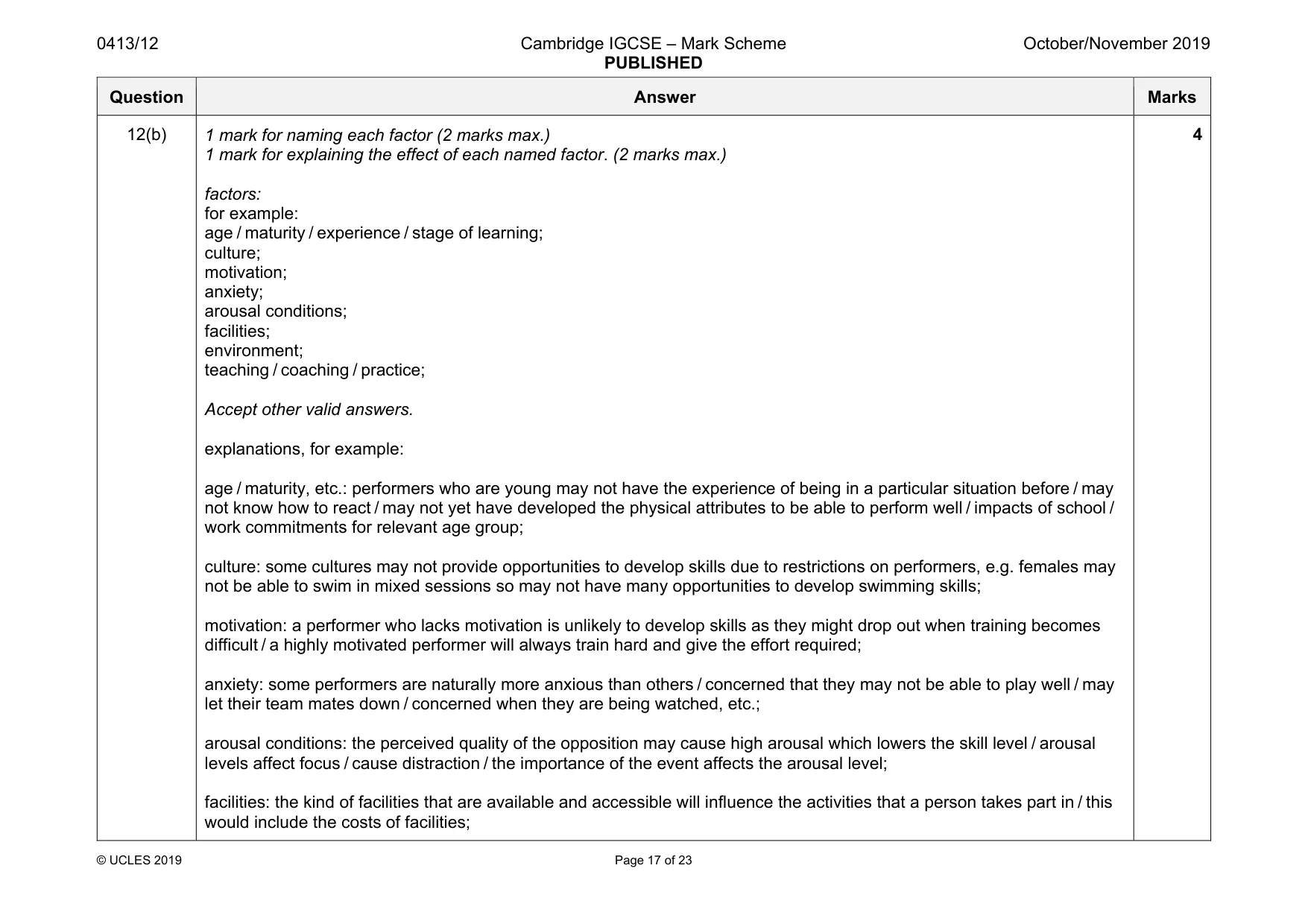 Mark scheme, page 17 of 23