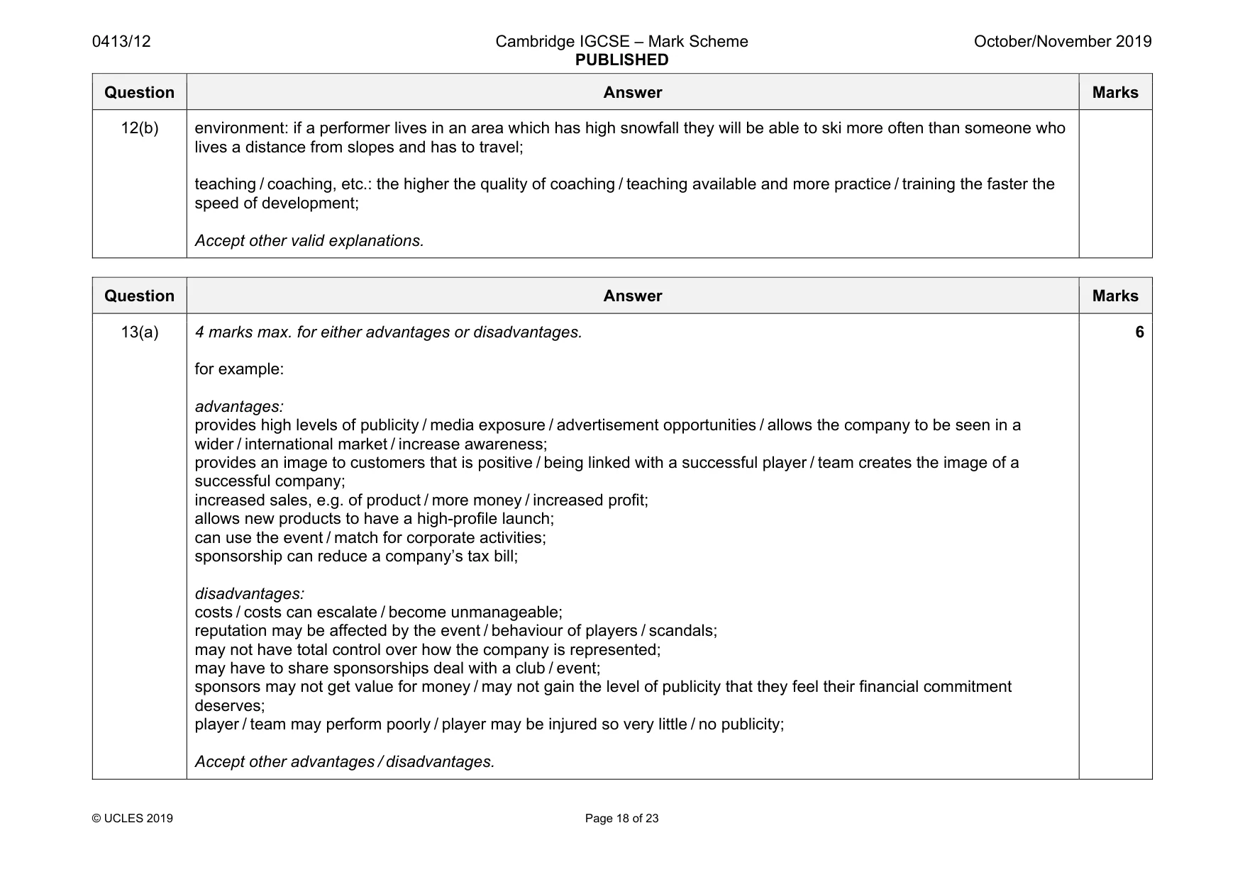 Mark scheme, page 18 of 23