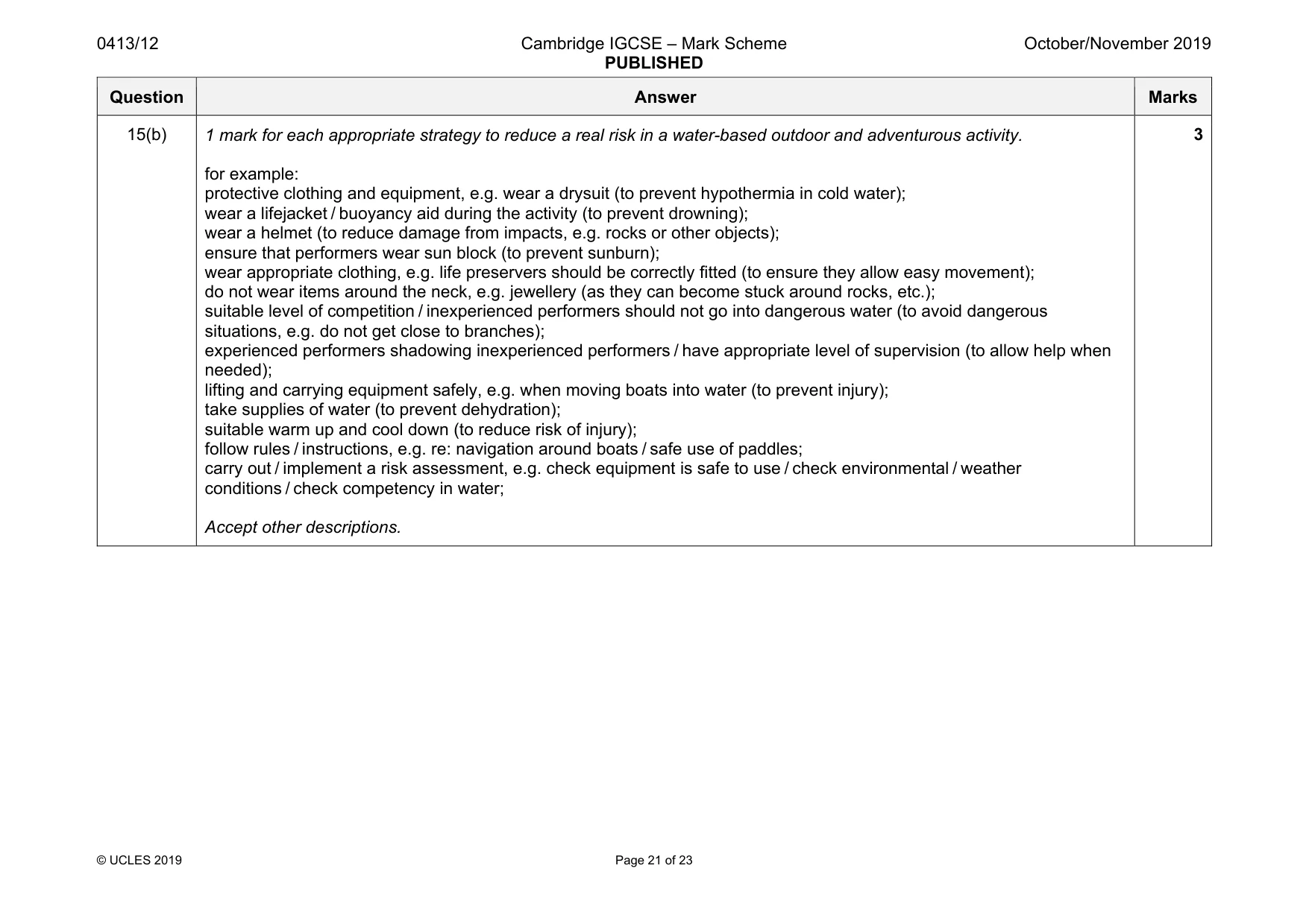 Mark scheme, page 21 of 23