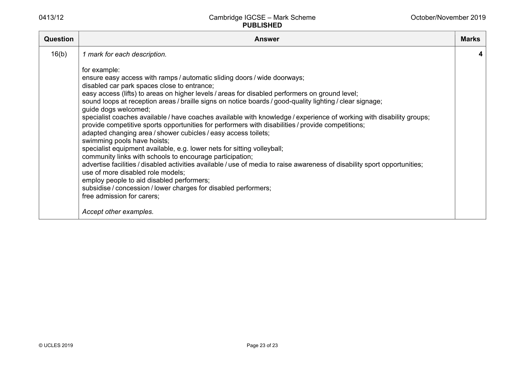 Mark scheme, page 23 of 23