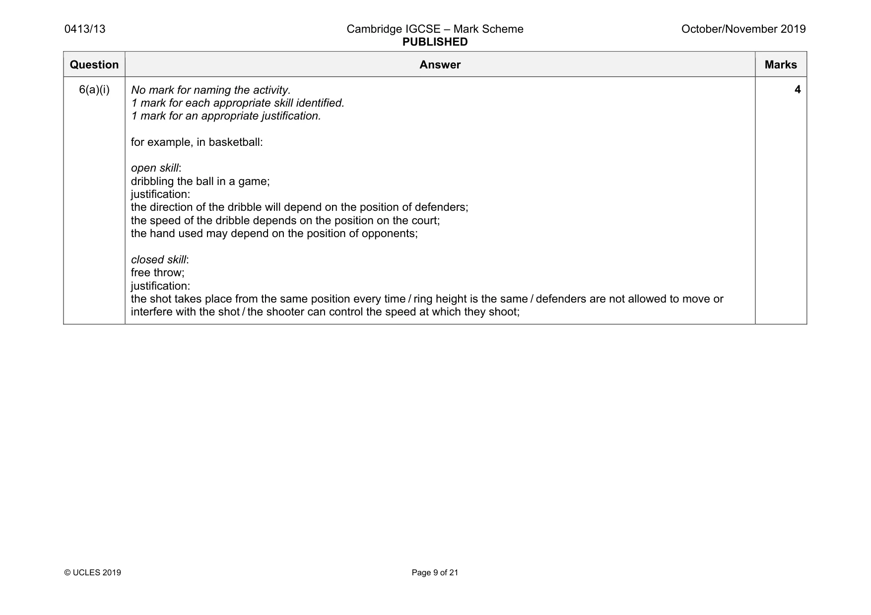 Mark scheme, page 9 of 21