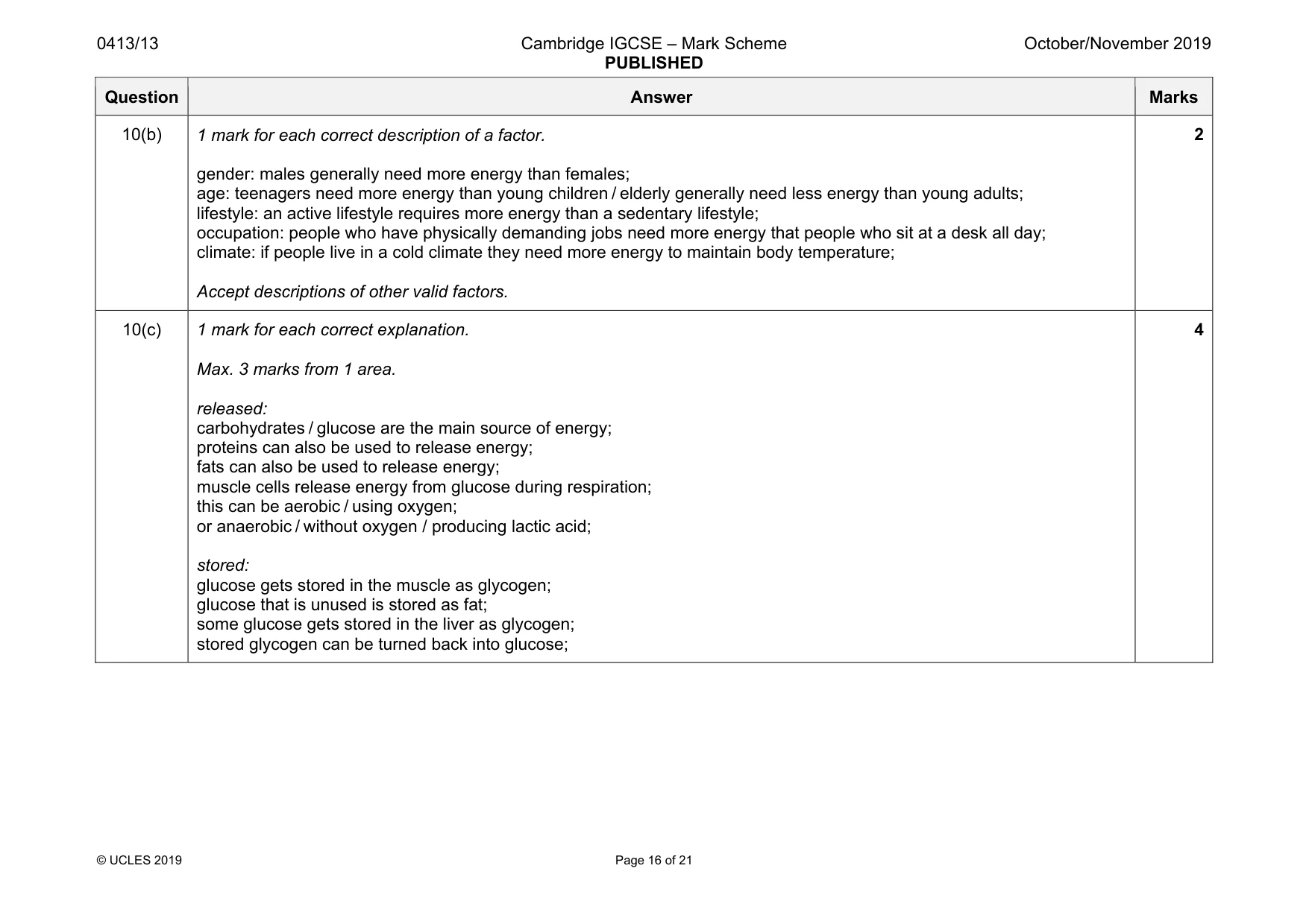 Mark scheme, page 16 of 21