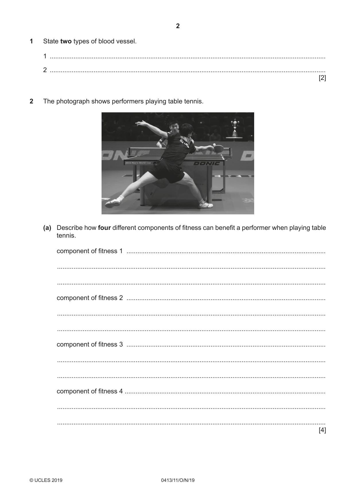 Cambridge IGCSE Physical Education 0413 2019 Oct/Nov Paper 1 · Variant 1 question paper, page 2 of 20