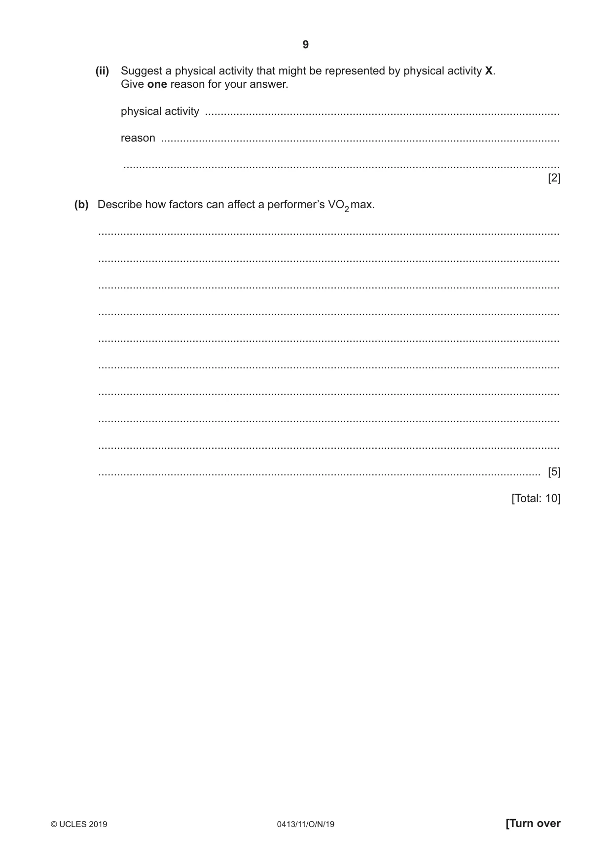 Cambridge IGCSE Physical Education 0413 2019 Oct/Nov Paper 1 · Variant 1 question paper, page 9 of 20