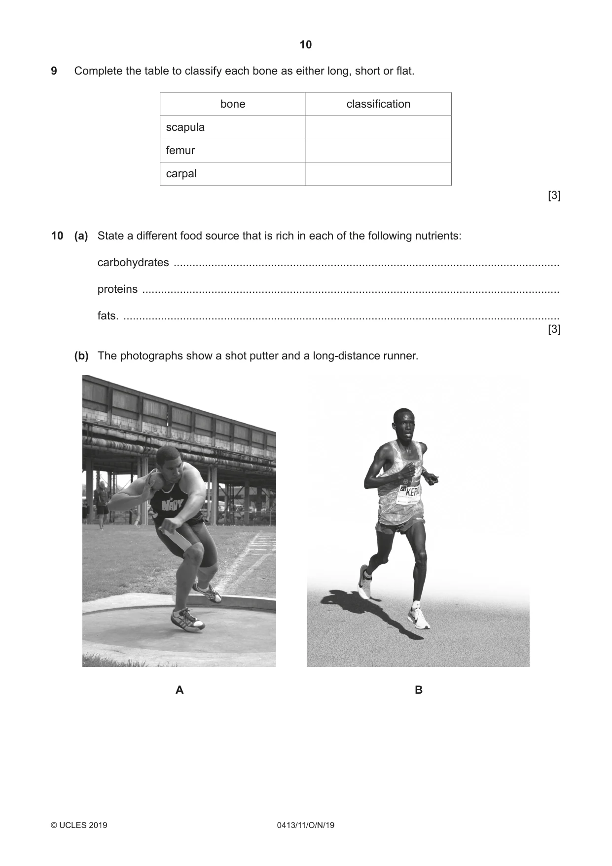 Cambridge IGCSE Physical Education 0413 2019 Oct/Nov Paper 1 · Variant 1 question paper, page 10 of 20