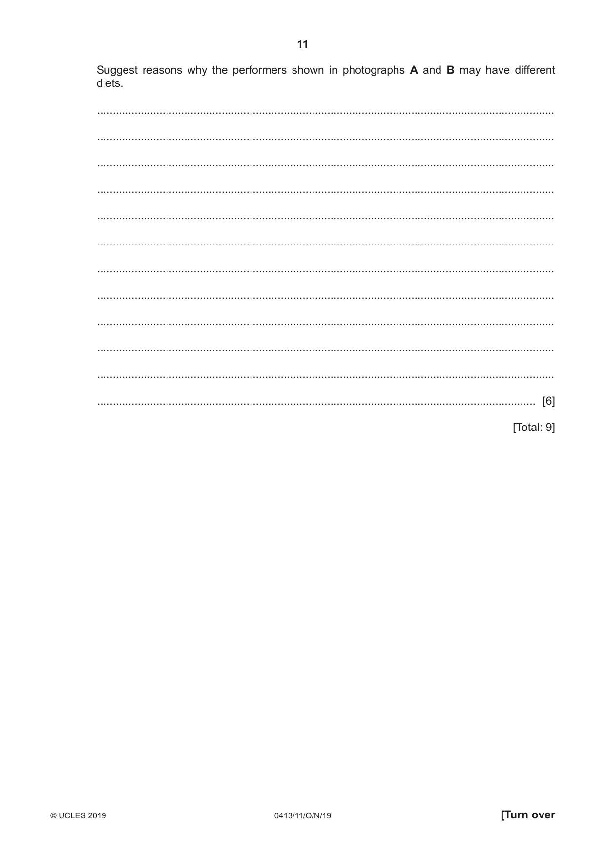 Cambridge IGCSE Physical Education 0413 2019 Oct/Nov Paper 1 · Variant 1 question paper, page 11 of 20