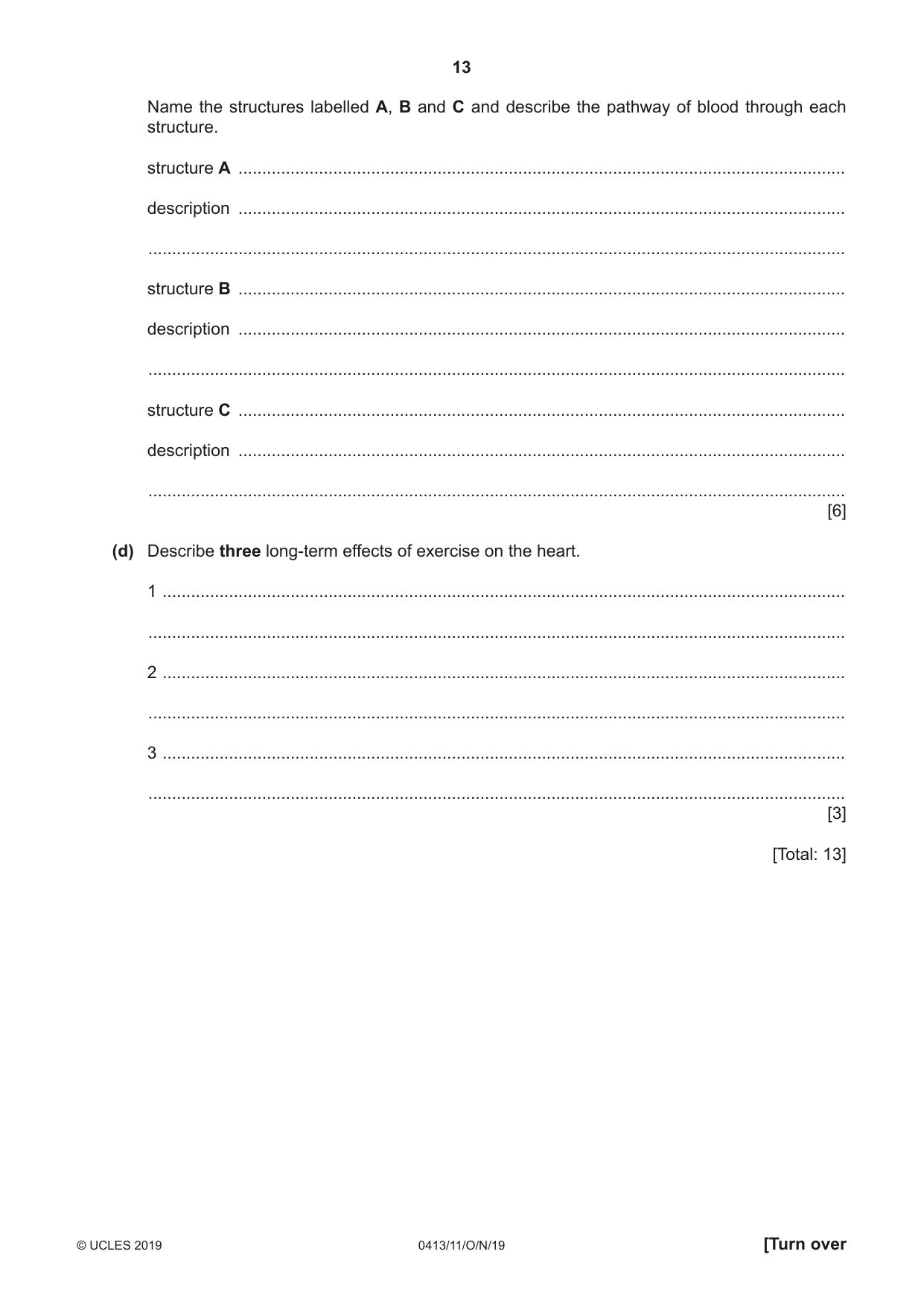Cambridge IGCSE Physical Education 0413 2019 Oct/Nov Paper 1 · Variant 1 question paper, page 13 of 20