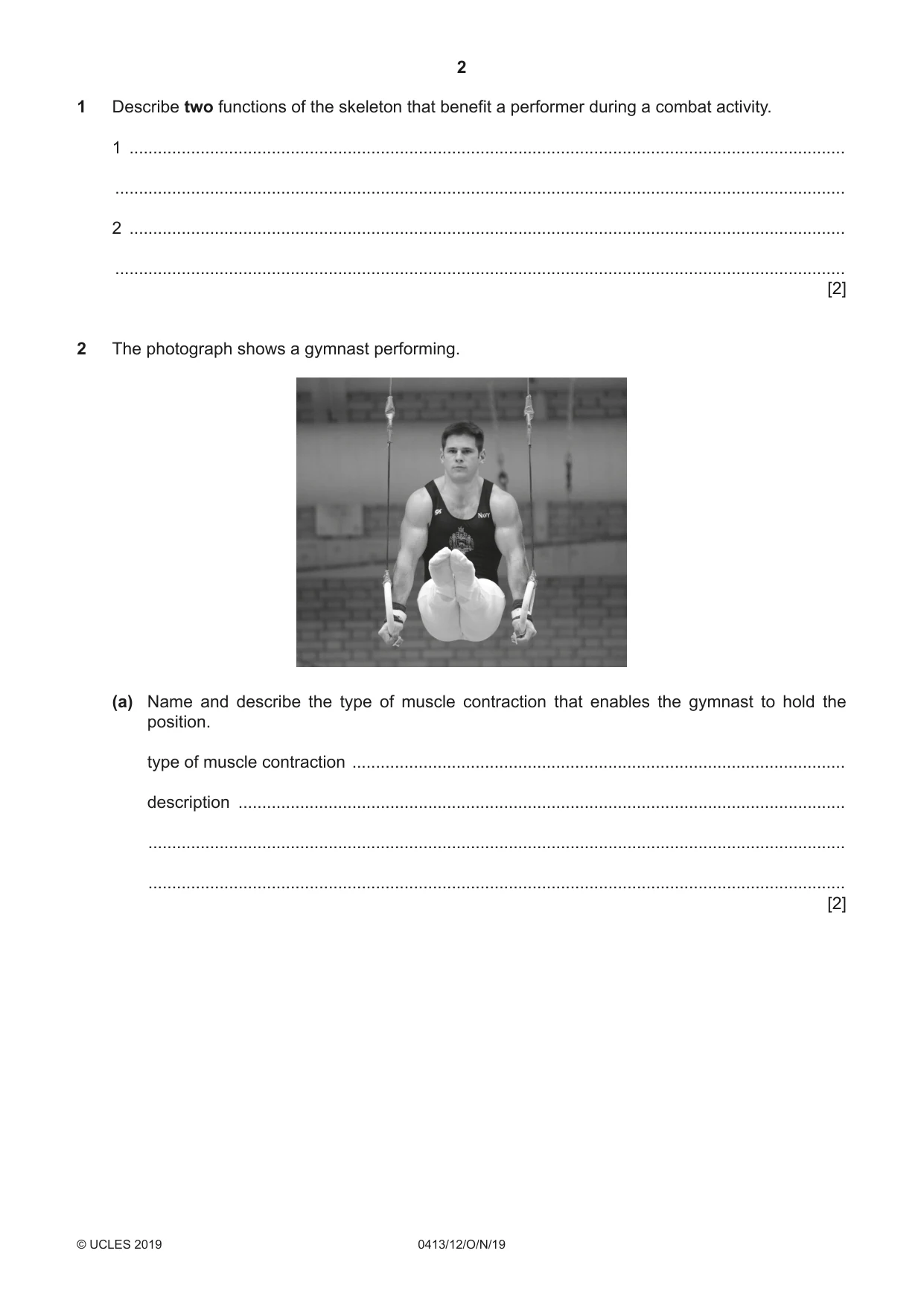 Cambridge IGCSE Physical Education 0413 2019 Oct/Nov Paper 1 · Variant 2 question paper, page 2 of 20