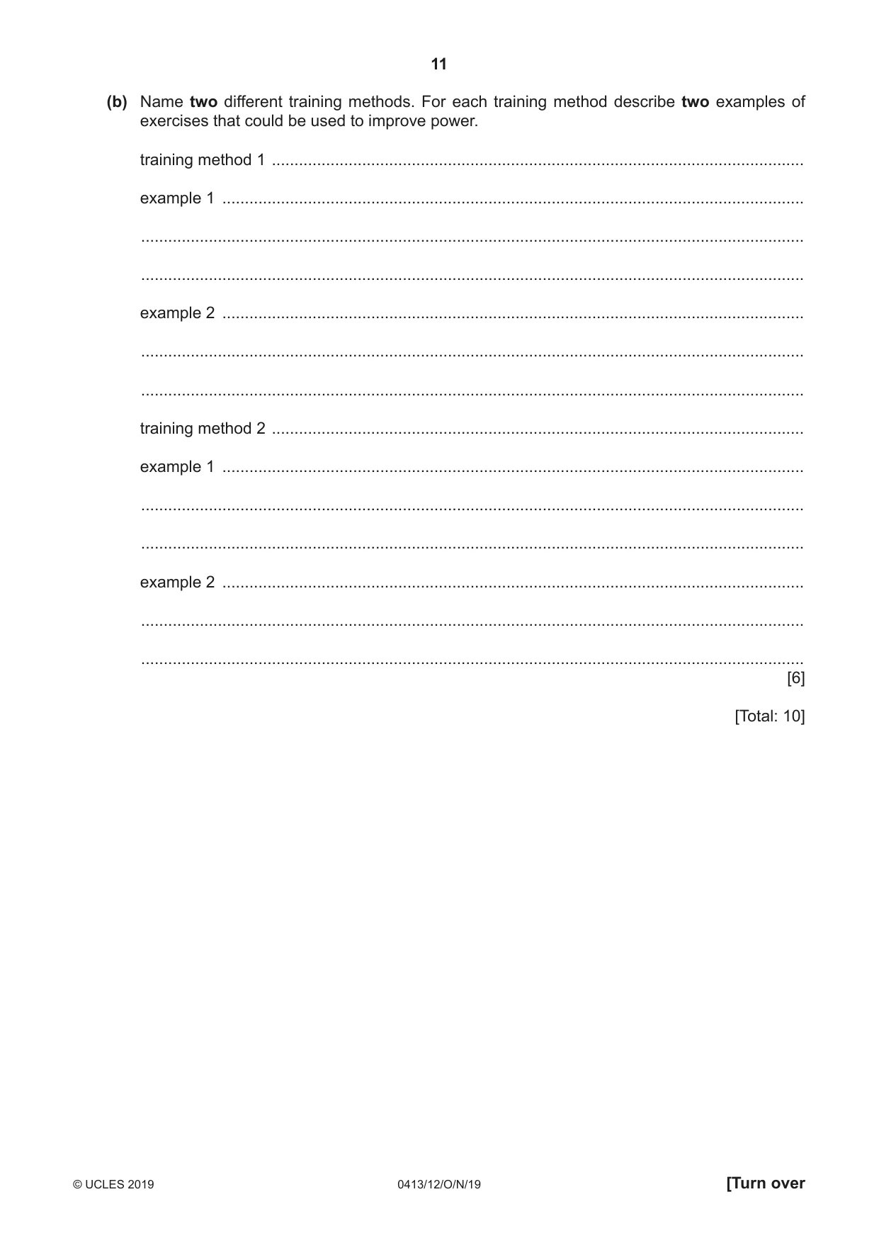 Cambridge IGCSE Physical Education 0413 2019 Oct/Nov Paper 1 · Variant 2 question paper, page 11 of 20