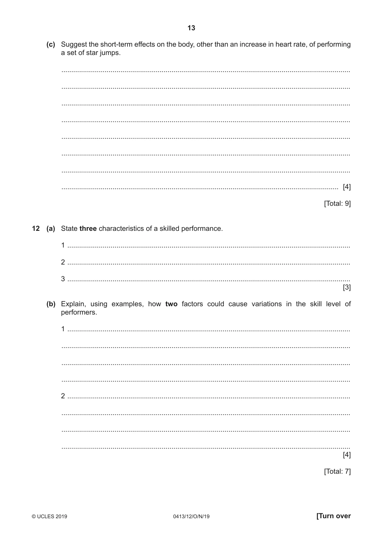Cambridge IGCSE Physical Education 0413 2019 Oct/Nov Paper 1 · Variant 2 question paper, page 13 of 20