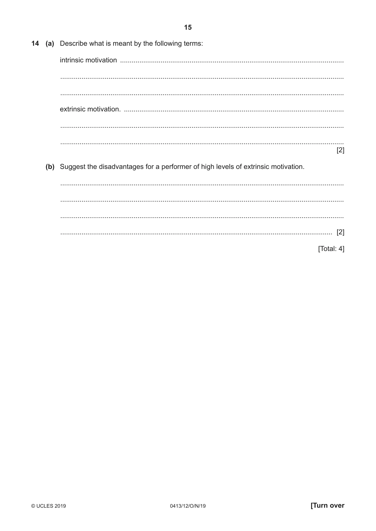 Cambridge IGCSE Physical Education 0413 2019 Oct/Nov Paper 1 · Variant 2 question paper, page 15 of 20