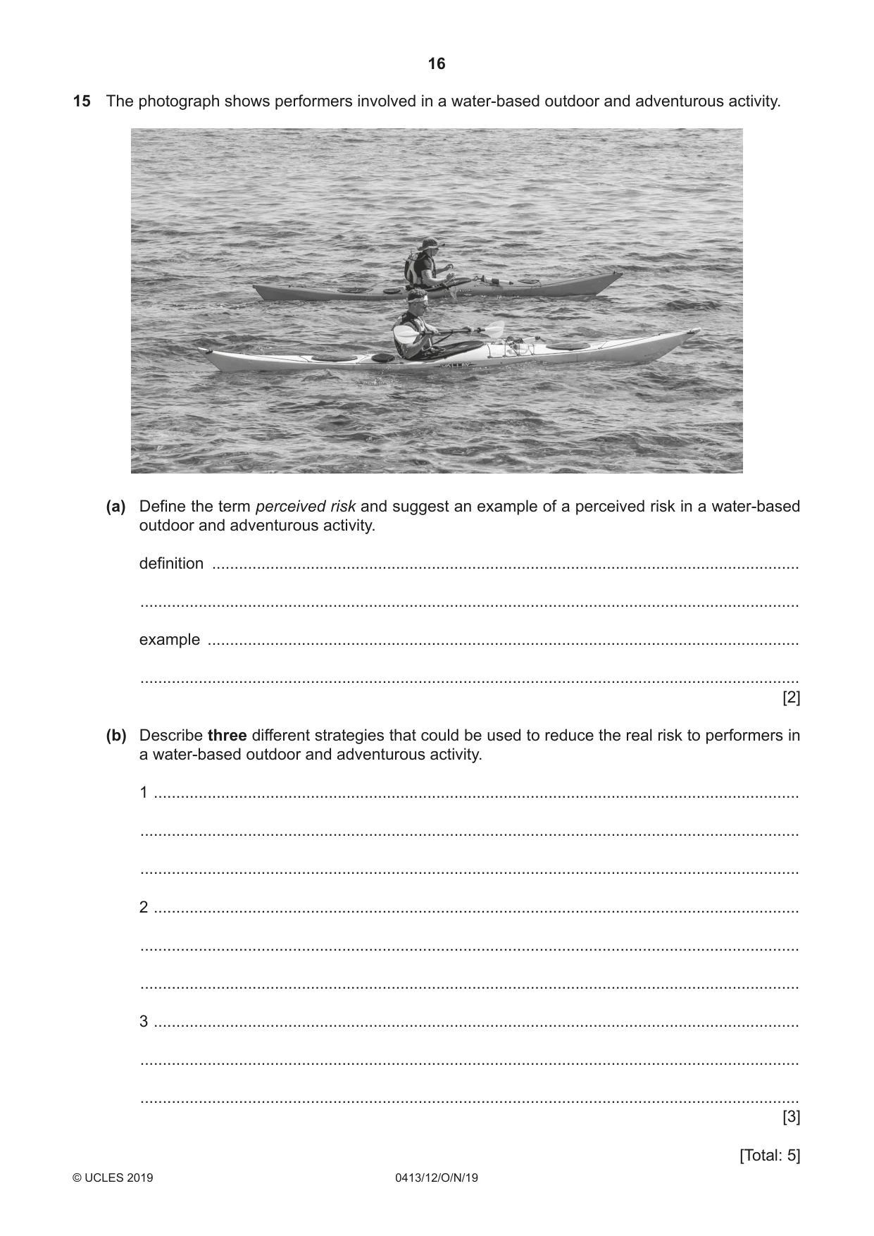 Cambridge IGCSE Physical Education 0413 2019 Oct/Nov Paper 1 · Variant 2 question paper, page 16 of 20