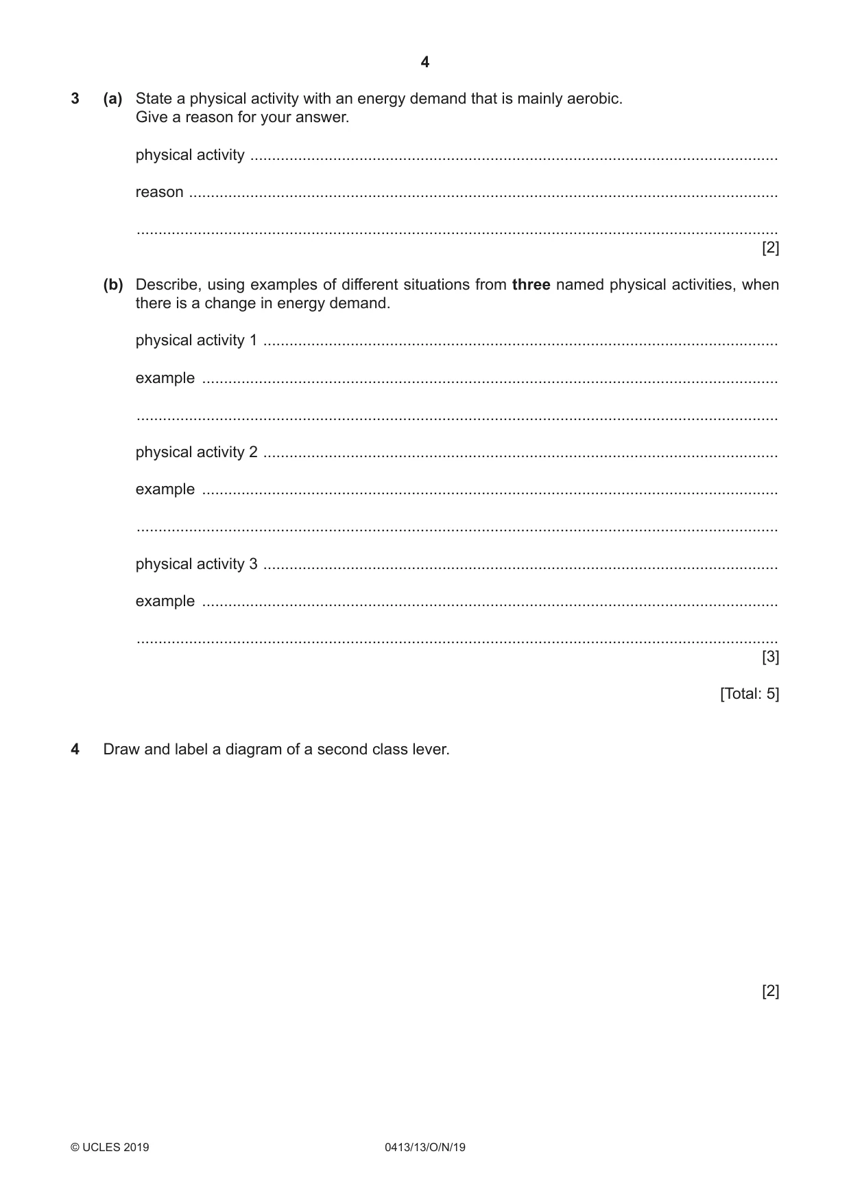 Cambridge IGCSE Physical Education 0413 2019 Oct/Nov Paper 1 · Variant 3 question paper, page 4 of 20