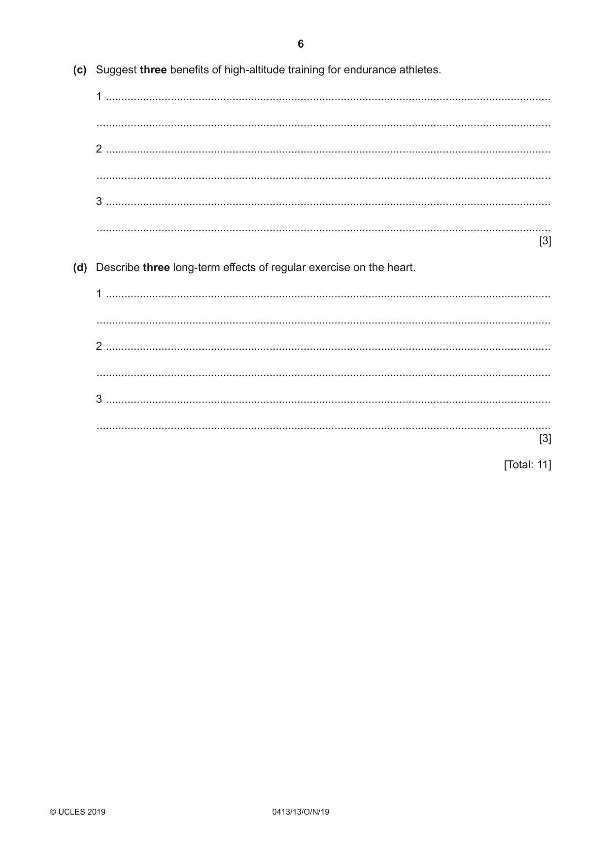 Cambridge IGCSE Physical Education 0413 2019 Oct/Nov Paper 1 · Variant 3 question paper, page 6 of 20