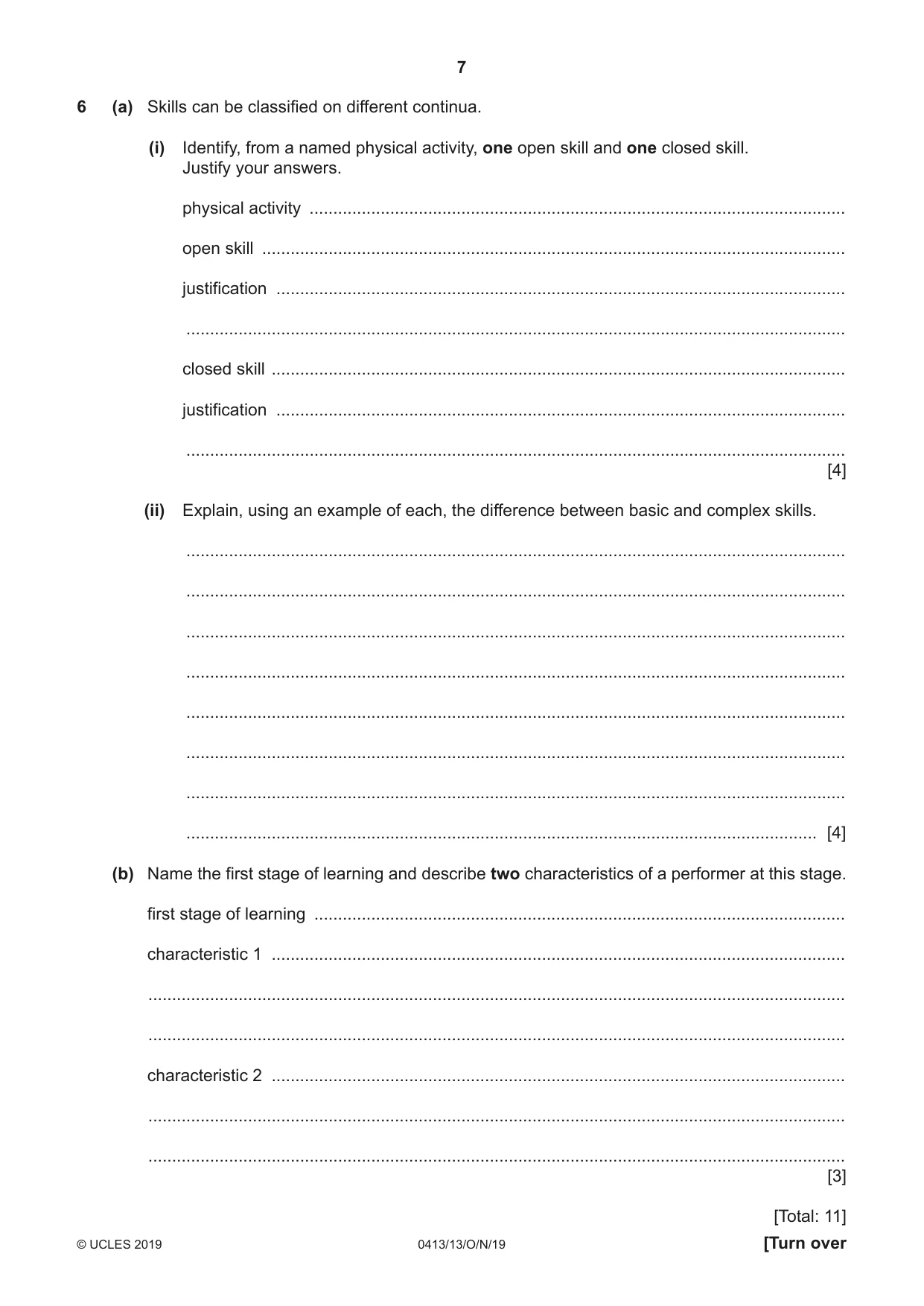 Cambridge IGCSE Physical Education 0413 2019 Oct/Nov Paper 1 · Variant 3 question paper, page 7 of 20
