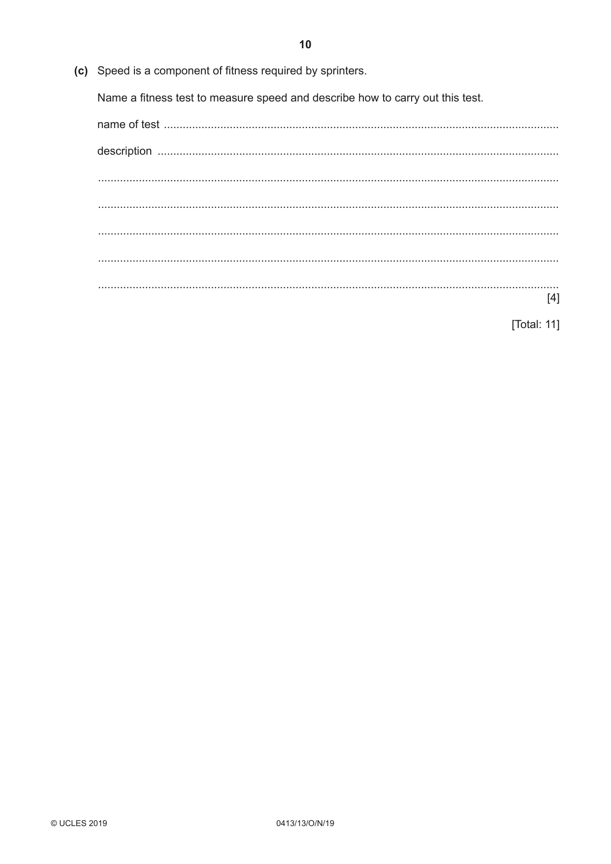 Cambridge IGCSE Physical Education 0413 2019 Oct/Nov Paper 1 · Variant 3 question paper, page 10 of 20