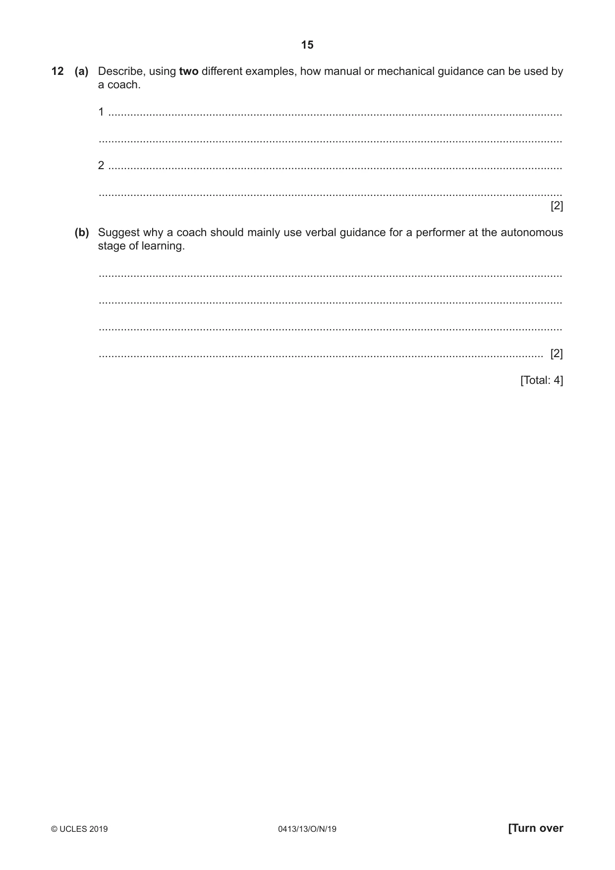Cambridge IGCSE Physical Education 0413 2019 Oct/Nov Paper 1 · Variant 3 question paper, page 15 of 20