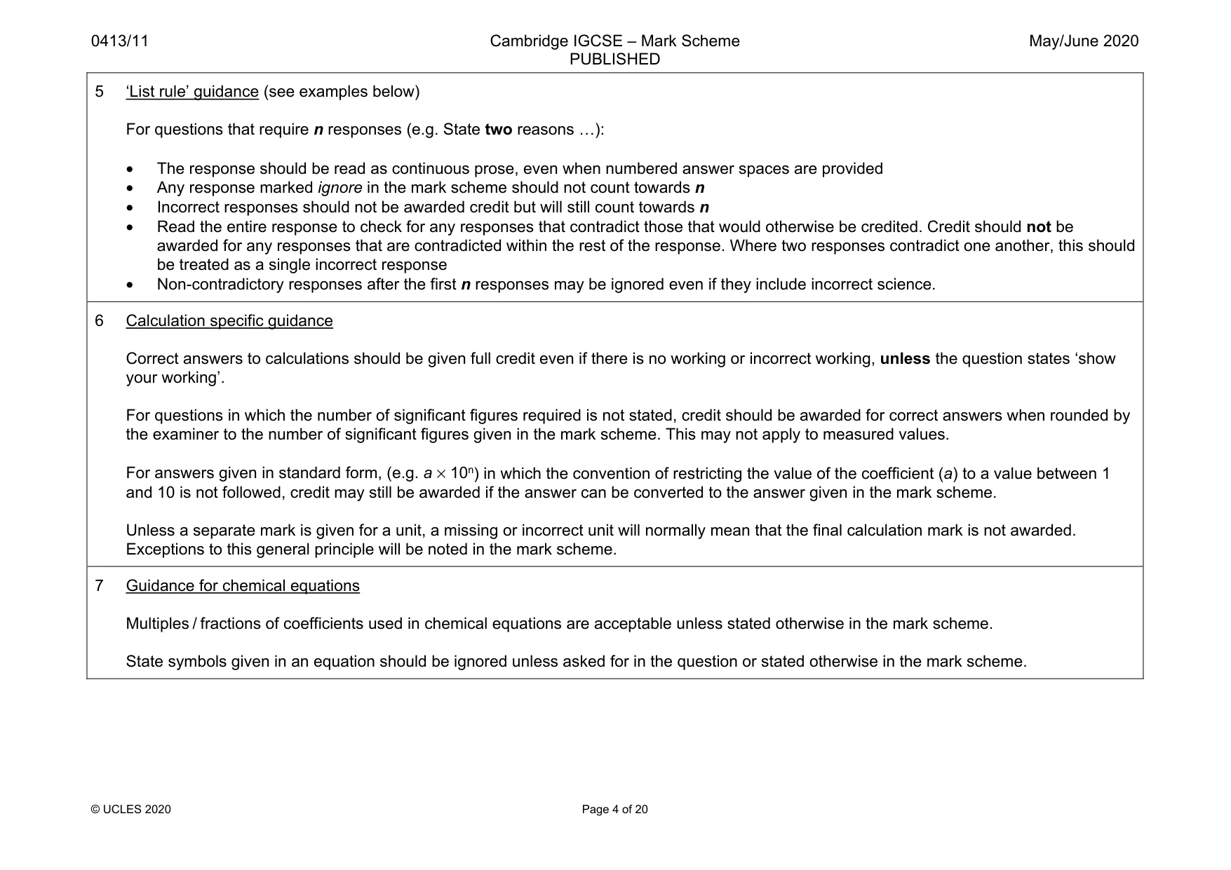Mark scheme, page 4 of 20