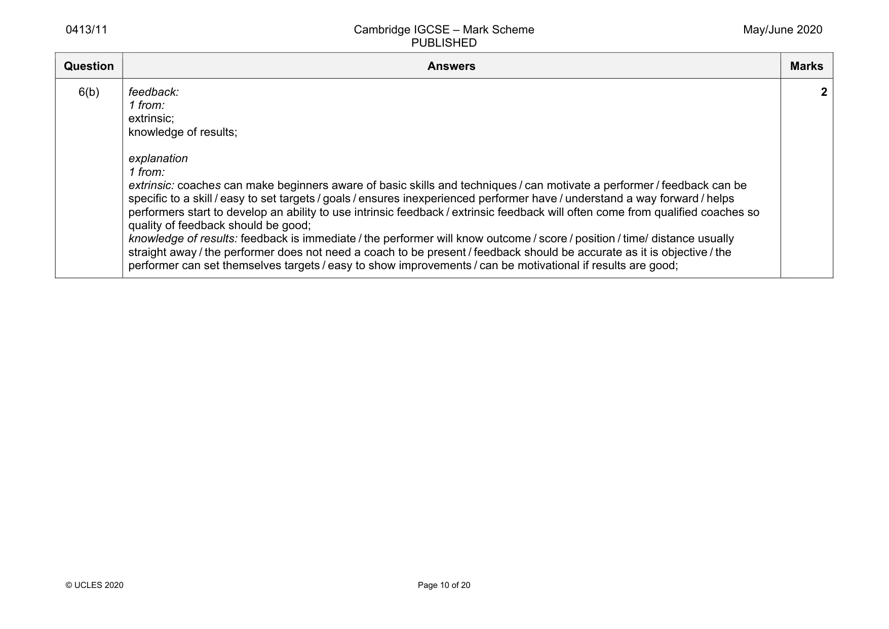 Mark scheme, page 10 of 20
