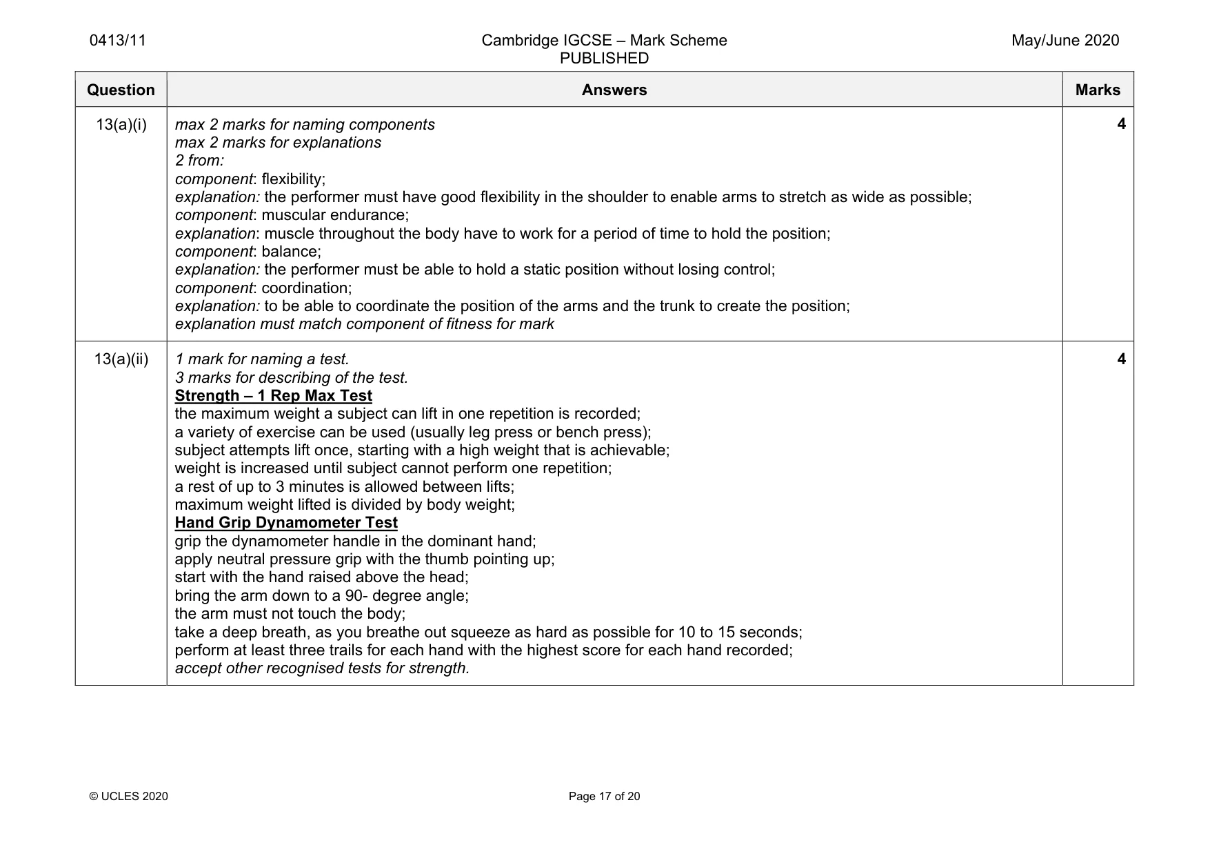 Mark scheme, page 17 of 20