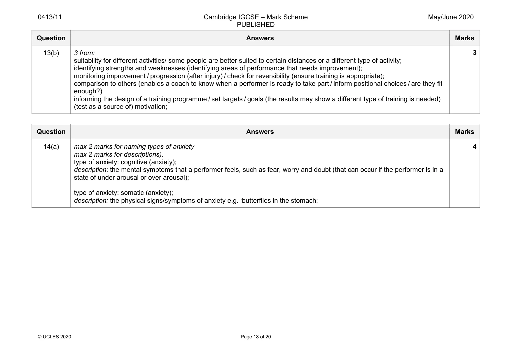 Mark scheme, page 18 of 20