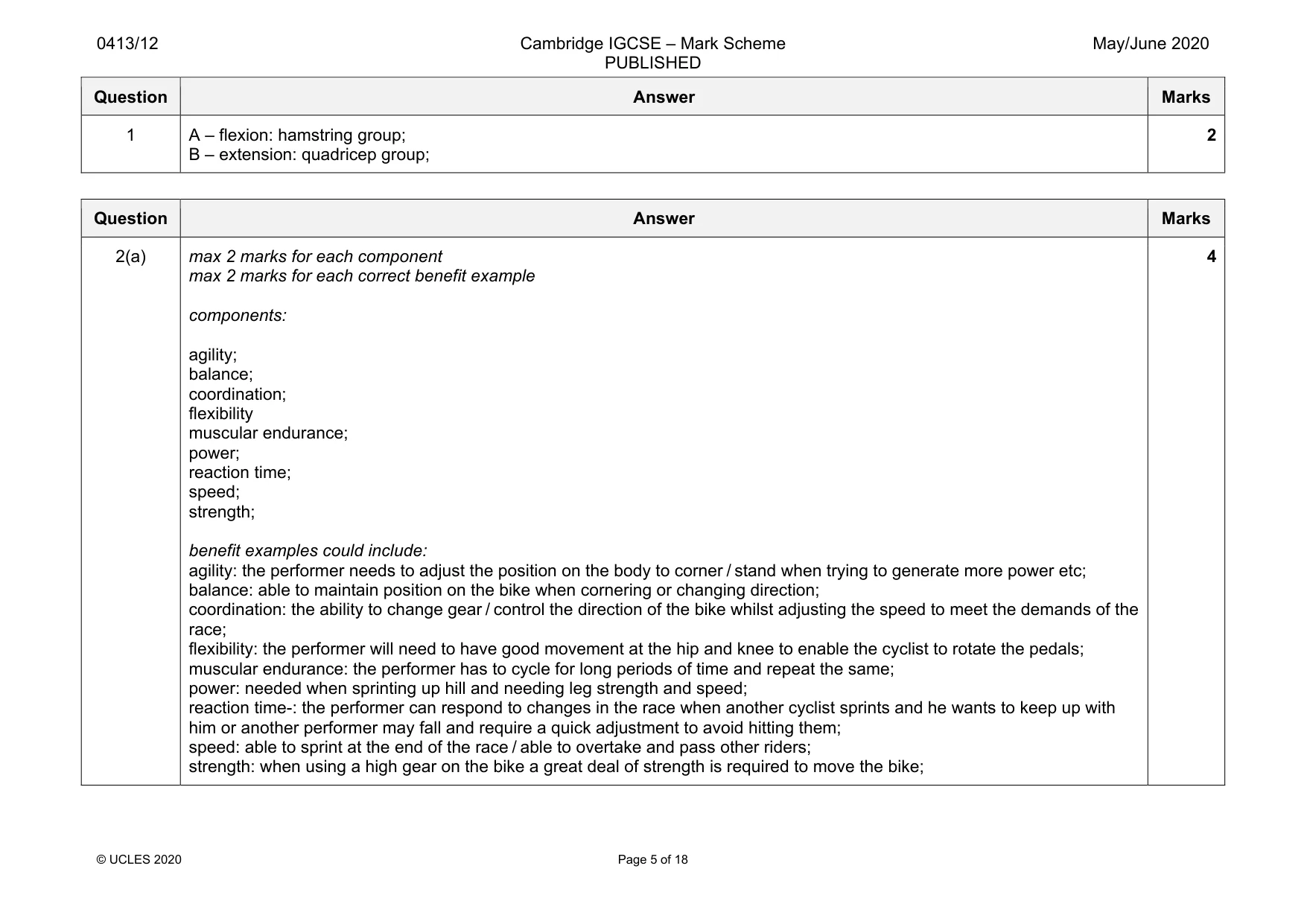 Mark scheme, page 5 of 18
