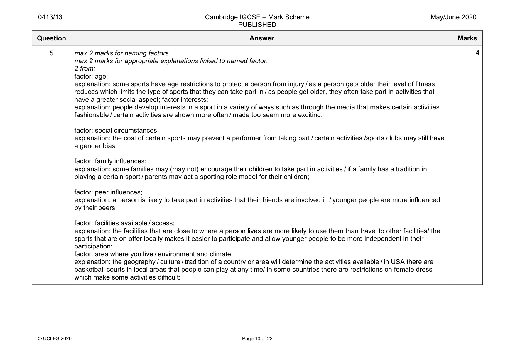 Mark scheme, page 10 of 22