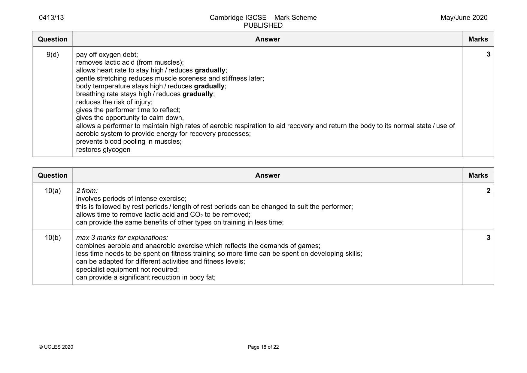 Mark scheme, page 18 of 22