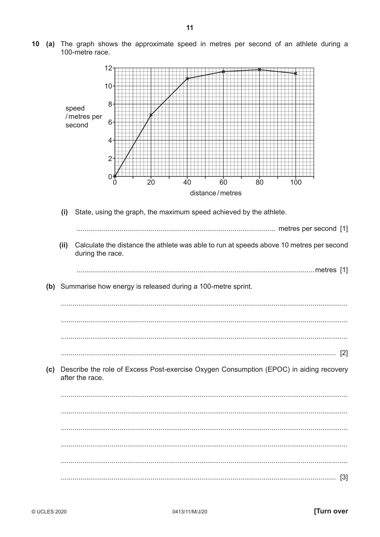 Cambridge IGCSE Physical Education 0413 2020 May/June Paper 1 · Variant 1 question paper, page 11 of 20