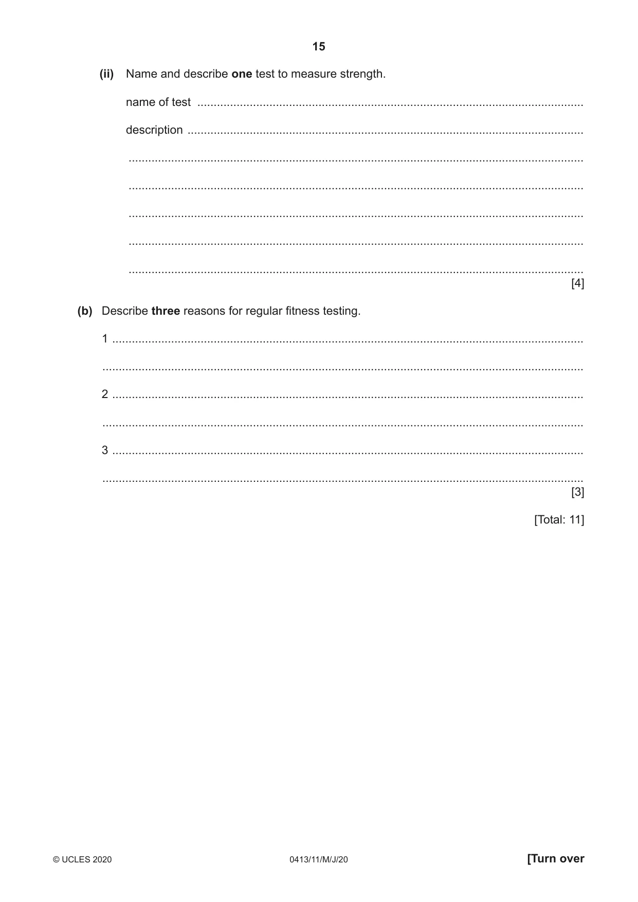 Cambridge IGCSE Physical Education 0413 2020 May/June Paper 1 · Variant 1 question paper, page 15 of 20
