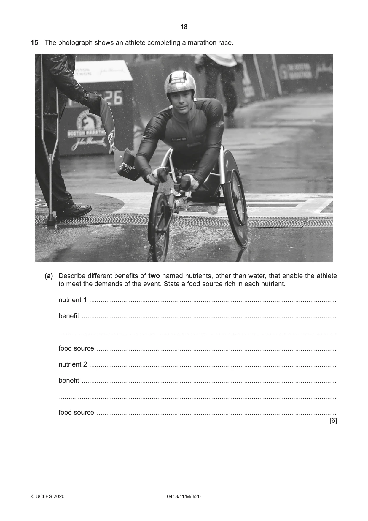 Cambridge IGCSE Physical Education 0413 2020 May/June Paper 1 · Variant 1 question paper, page 18 of 20