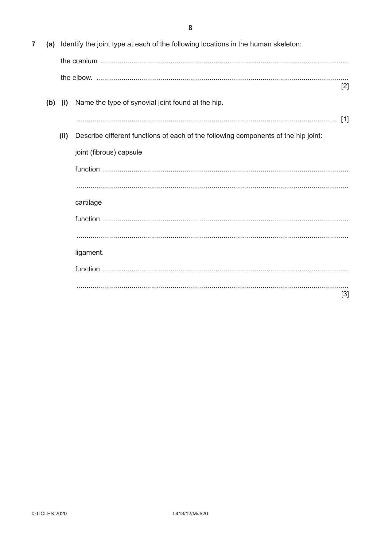 Cambridge IGCSE Physical Education 0413 2020 May/June Paper 1 · Variant 2 question paper, page 8 of 16