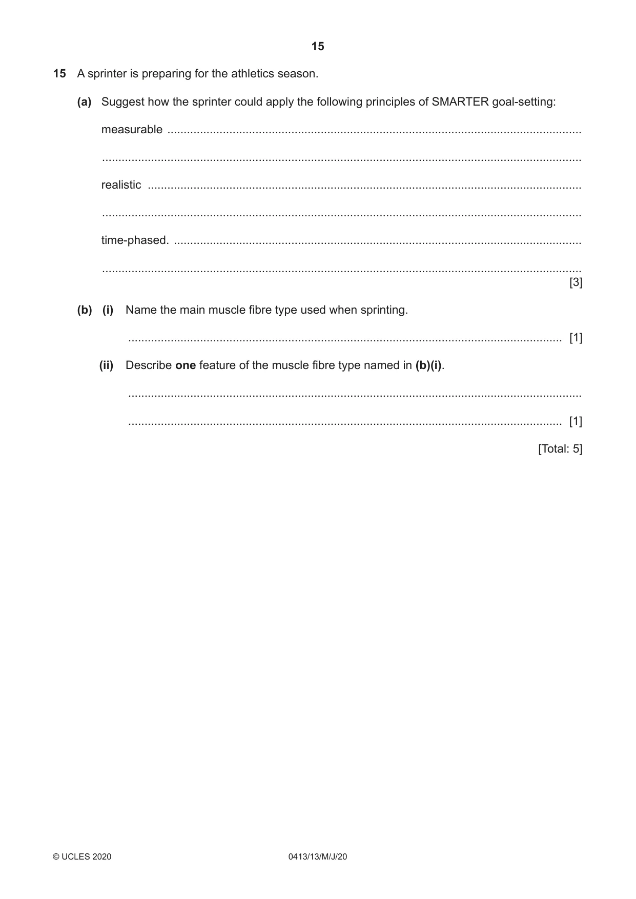 Cambridge IGCSE Physical Education 0413 2020 May/June Paper 1 · Variant 3 question paper, page 15 of 16