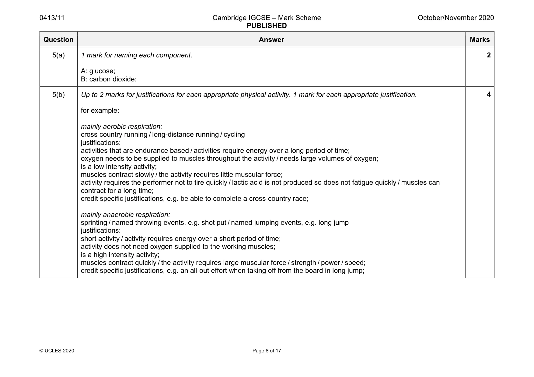 Mark scheme, page 8 of 17