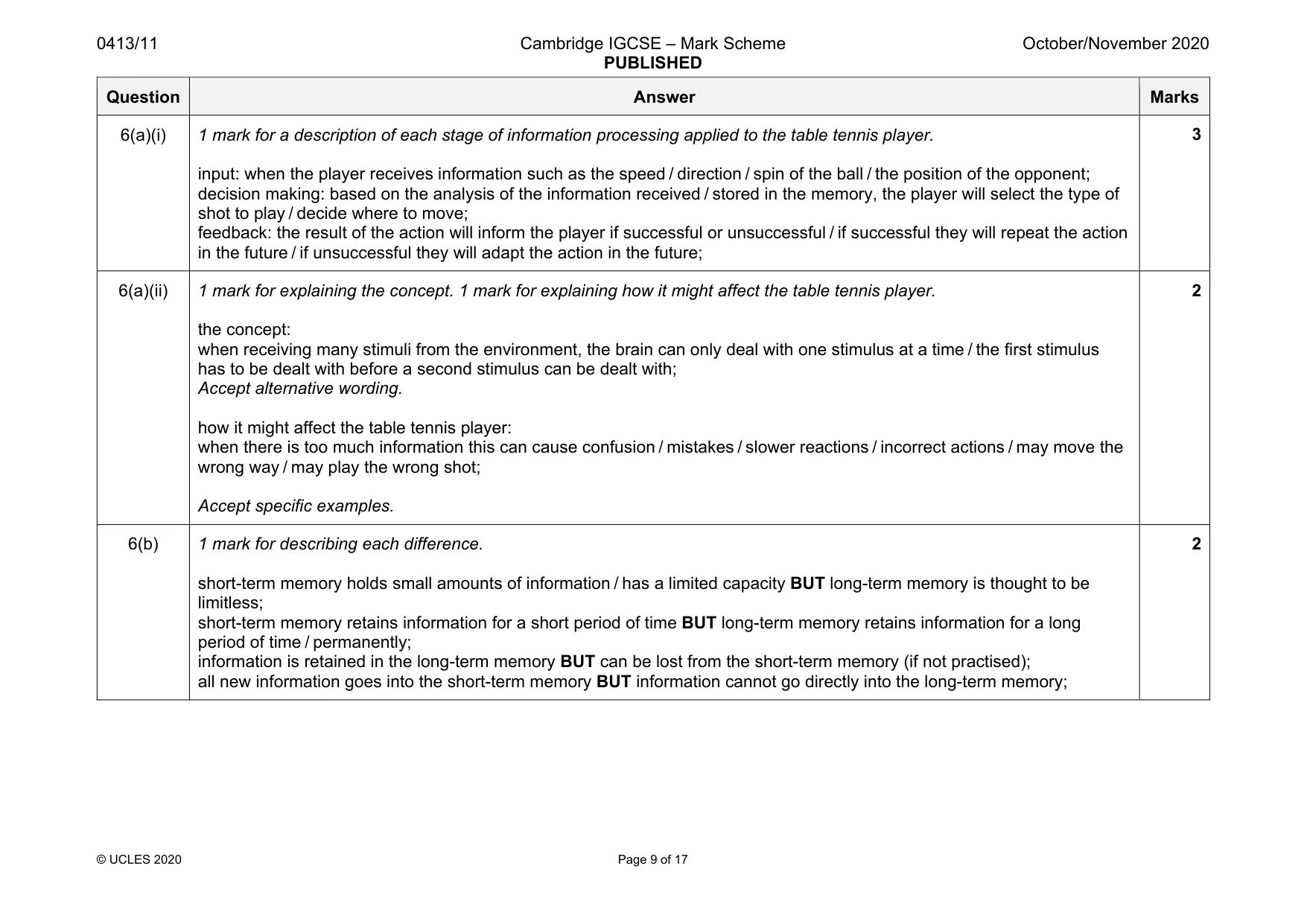 Mark scheme, page 9 of 17
