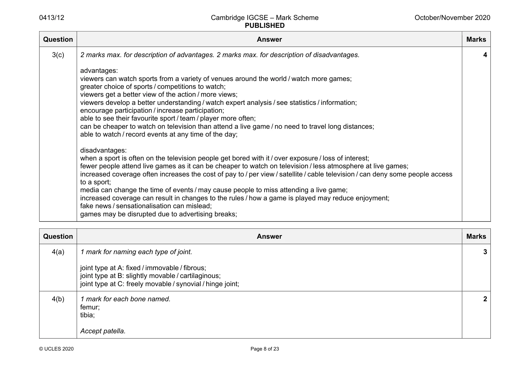 Mark scheme, page 8 of 23