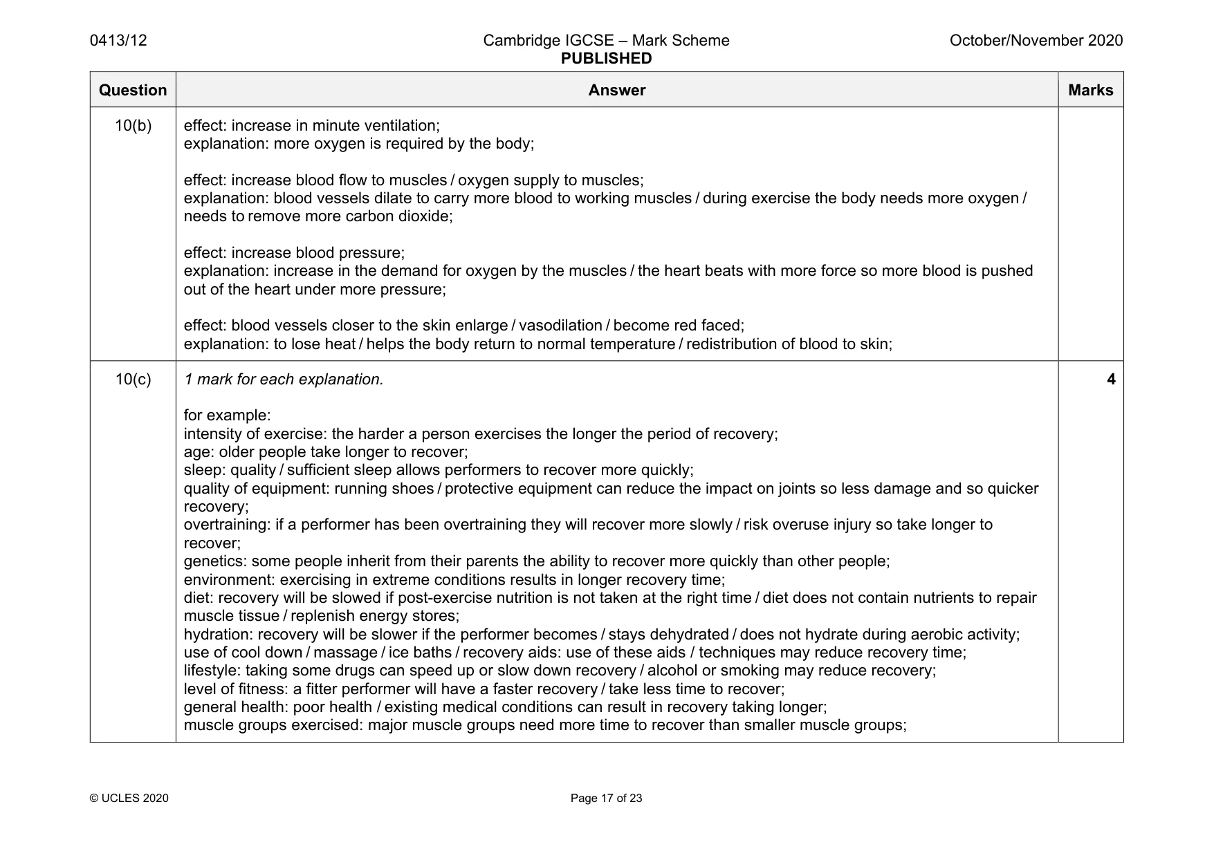 Mark scheme, page 17 of 23
