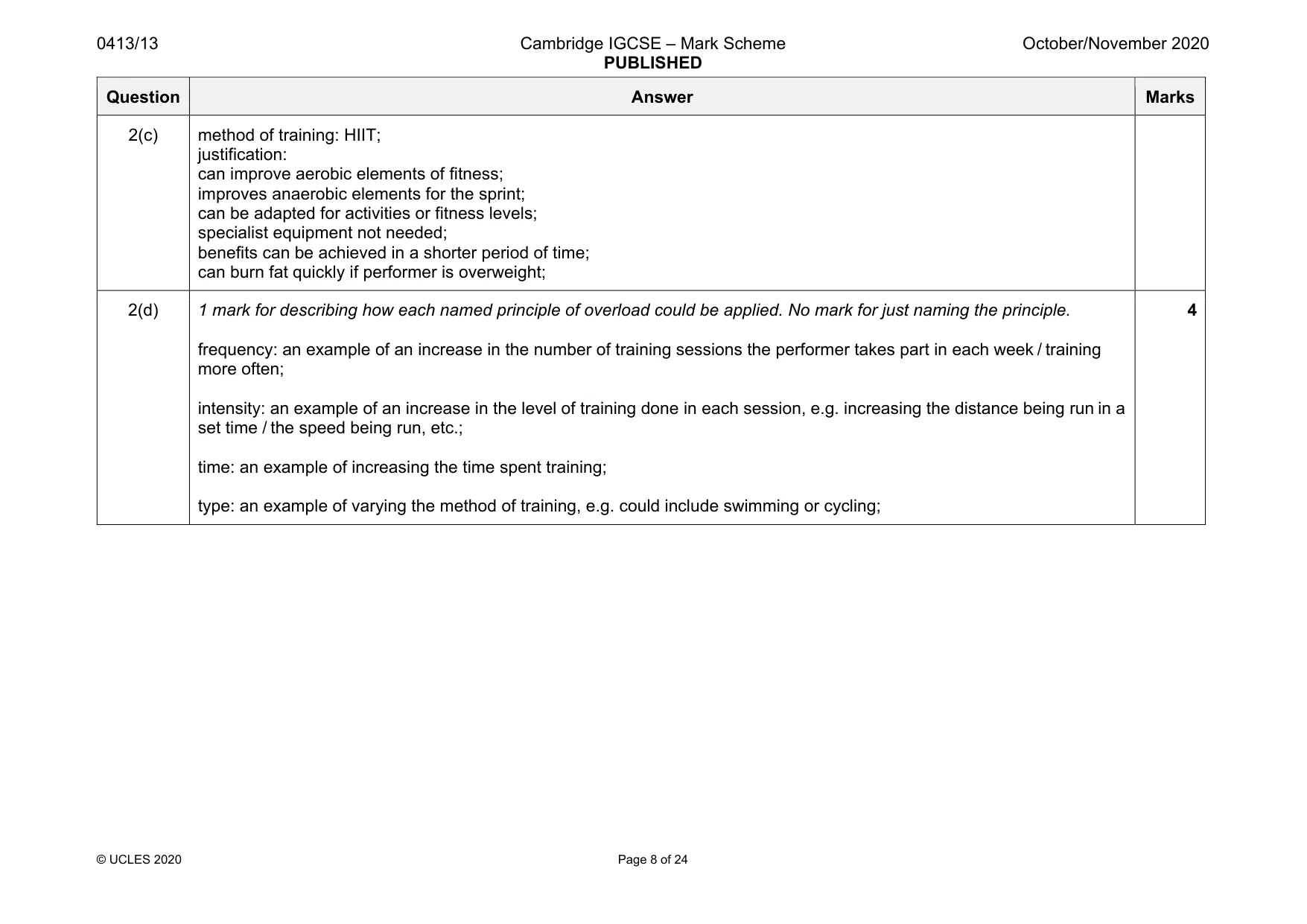 Mark scheme, page 8 of 24