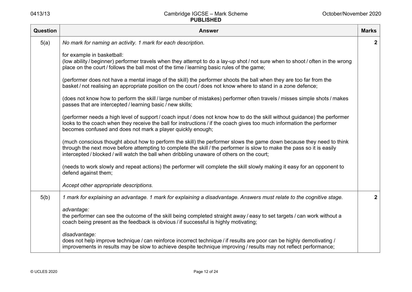 Mark scheme, page 12 of 24