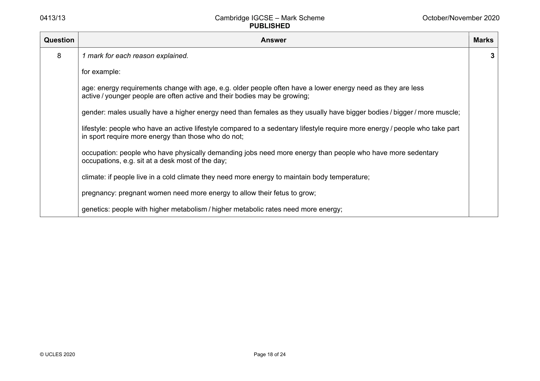Mark scheme, page 18 of 24