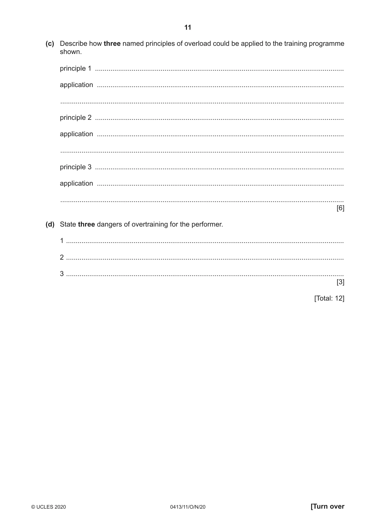 Cambridge IGCSE Physical Education 0413 2020 Oct/Nov Paper 1 · Variant 1 question paper, page 11 of 20