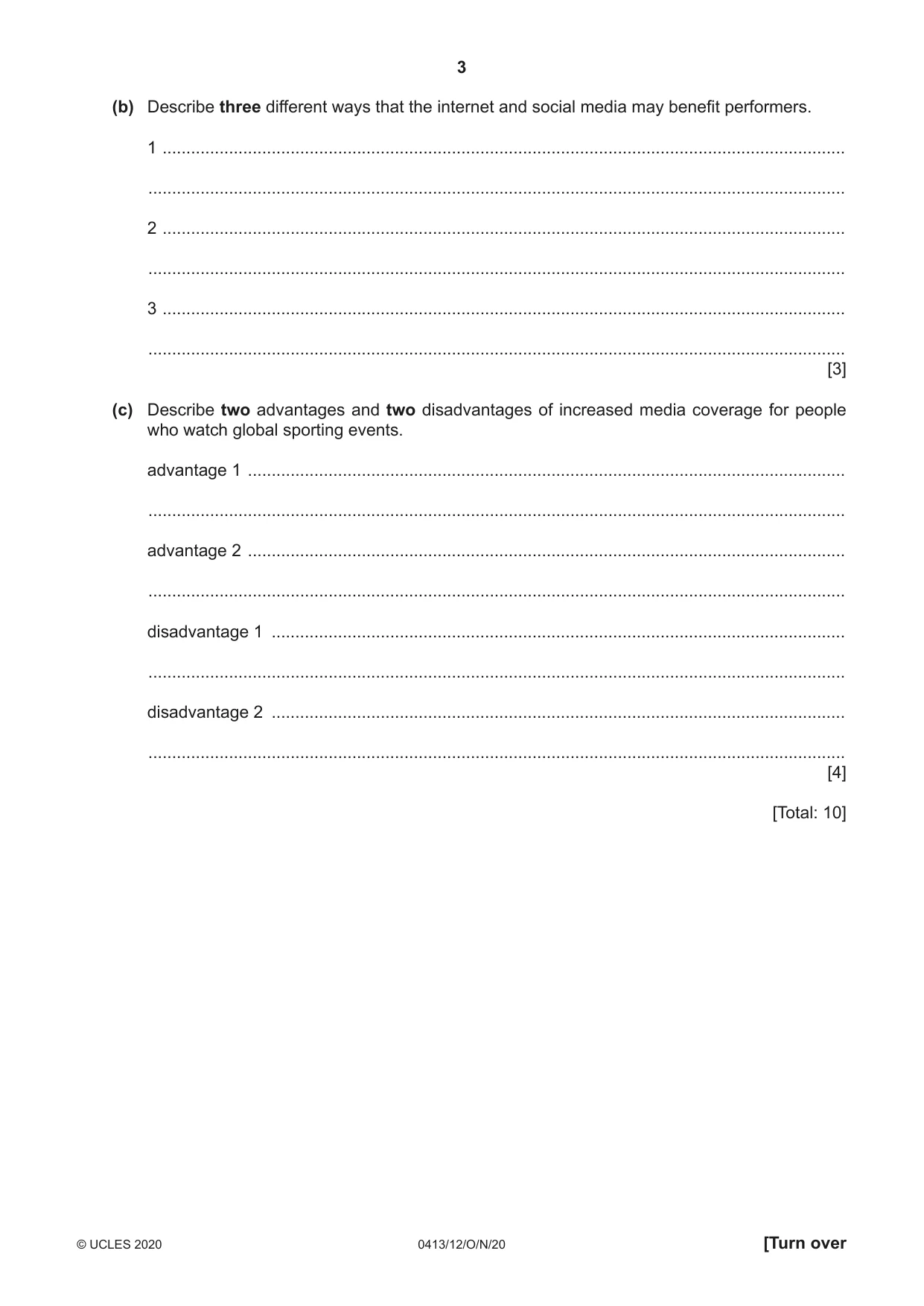 Cambridge IGCSE Physical Education 0413 2020 Oct/Nov Paper 1 · Variant 2 question paper, page 3 of 16